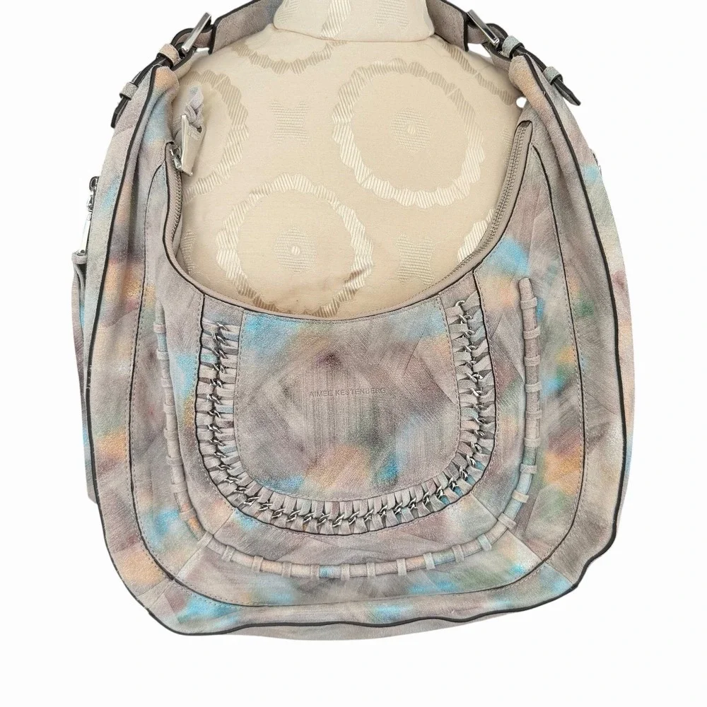 Aimee Kestenberg Rainbow Iridescent Leather Hobo Bag NWOT Boho Hippie Genny
